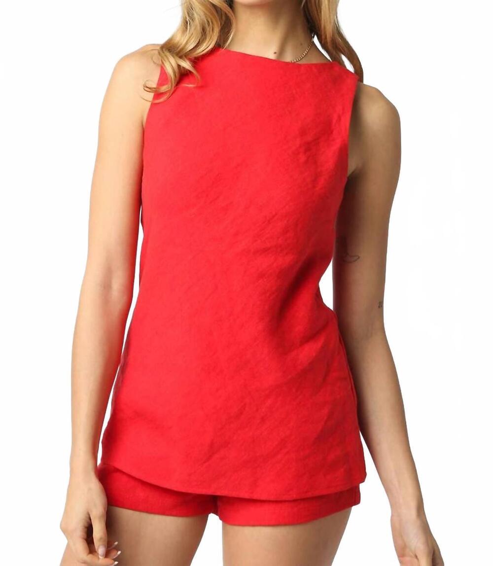 NEW OLIVACEOUS women's margot linen top in red